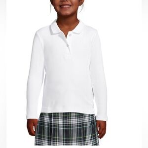 Lands' End Kids Ivory Long Sleeve Polo